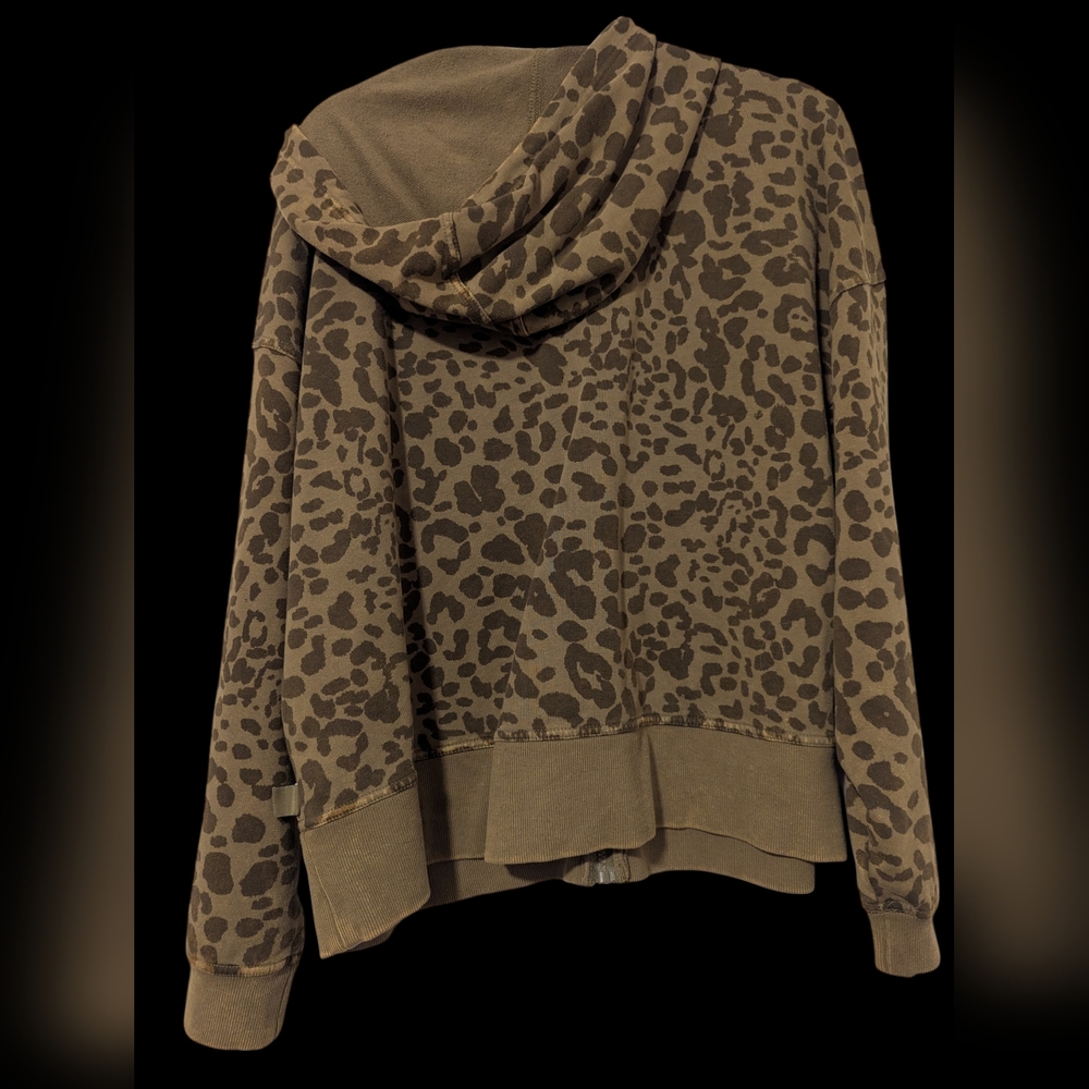 Size Large JoyLab Acid Wash Leopard Print Hoodie - Picture 2 of 5